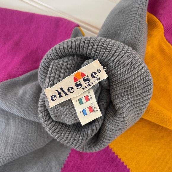 Ellesse Vintage Women’s Color Block Turtleneck Virgin Wool Pullover Sweater Sz M - Picture 3 of 6